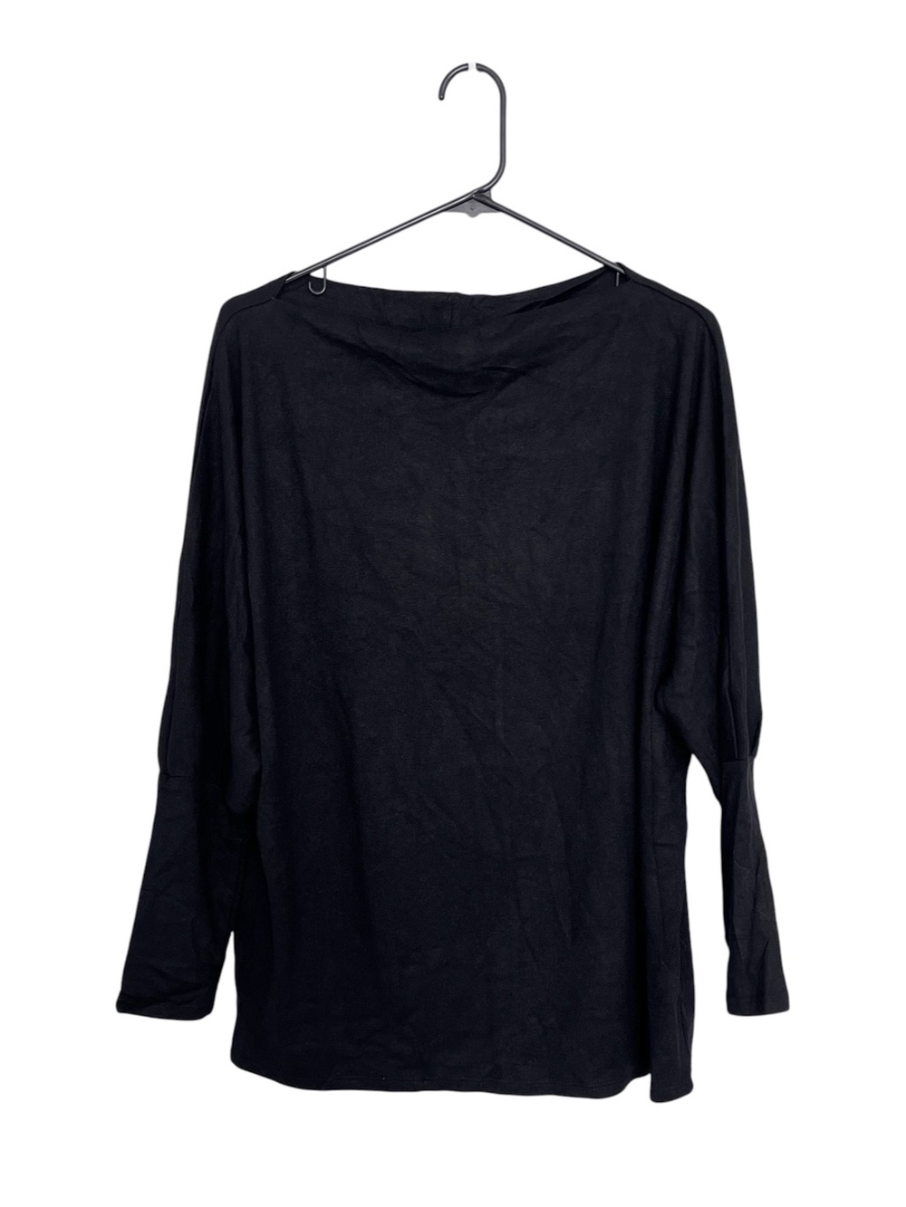 Women's Black Long Sleeve Boatneck Top